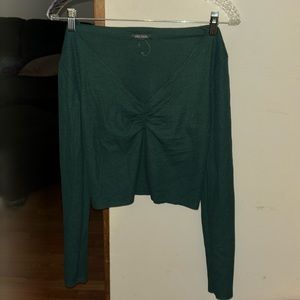 Green long sleeve waffle  top